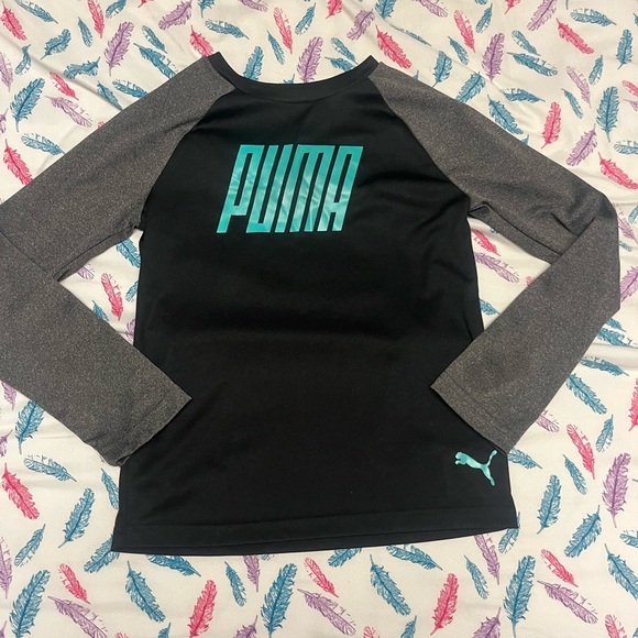 PUMA Black and Gray Long Sleeve Shirt - Picture 1 of 4